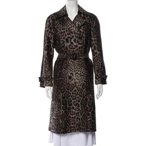 St. John cotton and silk animal leopard print Trench Coat
